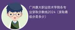 广州康大职业技术学院各专业录取分数线2024（录取最低分是多少）