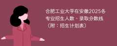 合肥工业大学在安徽2025各专业招生人数、录取分数线（附：招生计划表）