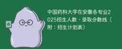 中国药科大学在安徽各专业2025招生人数、录取分数线（附：招生计划表）