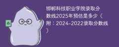 邯郸科技职业学院录取分数线2025年预估是多少（附：2024-2022录取分数线）