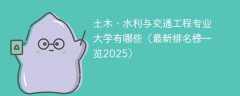 土木、水利与交通工程专业大学有哪些（最新排名榜一览2025）