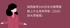 陕西高考260分左右物理类能上什么专科学校（2025好大学推荐）