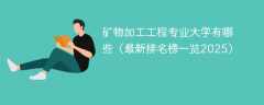 矿物加工工程专业大学有哪些（最新排名榜一览2025）