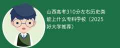 山西高考310分左右历史类能上什么专科学校（2025好大学推荐）