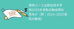 湖南三一工业职业技术学院2025年录取分数线预估是多少（附：2024-2022录取分数线）