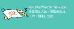 浙江师范大学2025各专业在安徽招生人数、录取分数线（附：招生计划表）
