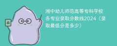 湘中幼儿师范高等专科学校各专业录取分数线2024（录取最低分是多少）