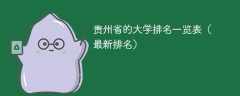 贵州省的大学排名一览表（2025最新排名）