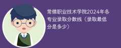 常德职业技术学院2024年各专业录取分数线（录取最低分是多少）