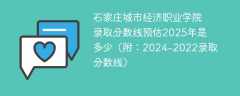石家庄城市经济职业学院录取分数线预估2025年是多少（附：2024-2022录取分数线）