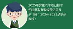 2025年安徽汽车职业技术学院录取分数线预估是多少（附：2024-2022录取分数线）