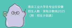 南京工业大学各专业在安徽招生人数、录取分数线2025（附：招生计划表）