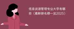 信息资源管理专业大学有哪些（最新排名榜一览2025）