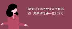 跨境电子商务专业大学有哪些（最新排名榜一览2025）