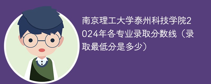 南京理工大学泰州科技学院2024年各专业录取分数线（录取最低分是多少）