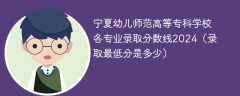 宁夏幼儿师范高等专科学校各专业录取分数线2024（录取最低分是多少）