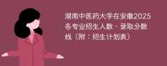 湖南中医药大学在安徽2025各专业招生人数、录取分数线（附：招生计划表）