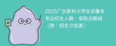 2025广东医科大学在安徽各专业招生人数、录取分数线（附：招生计划表）