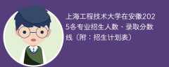 上海工程技术大学在安徽2025各专业招生人数、录取分数线（附：招生计划表）