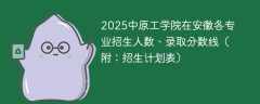 2025中原工学院在安徽各专业招生人数、录取分数线（附：招生计划表）