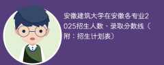 安徽建筑大学在安徽各专业2025招生人数、录取分数线（附：招生计划表）
