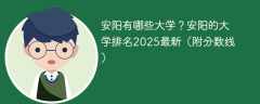 安阳有哪些大学？安阳的大学排名2025最新（附分数线）