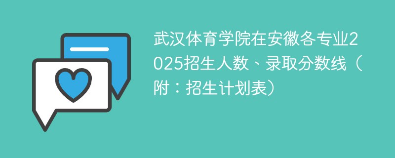 武汉体育学院在安徽各专业2025招生人数、录取分数线（附：招生计划表）