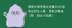 湖南文理学院在安徽2025各专业招生人数、录取分数线（附：招生计划表）