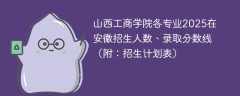山西工商学院各专业2025在安徽招生人数、录取分数线（附：招生计划表）
