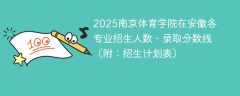2025南京体育学院在安徽各专业招生人数、录取分数线（附：招生计划表）