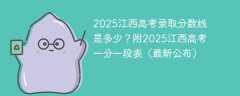 2025江西高考录取分数线是多少？附2025江西高考一分一段表（最新公布）