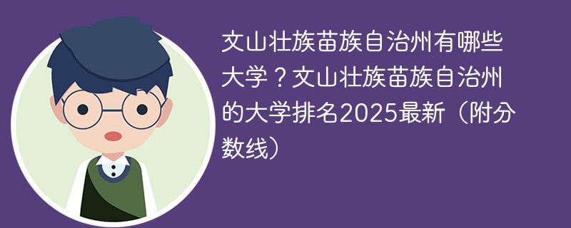 文山壮族苗族自治州有哪些大学？文山壮族苗族自治州的大学排名2025最新（附分数线）