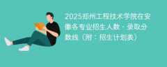 2025郑州工程技术学院在安徽各专业招生人数、录取分数线（附：招生计划表）