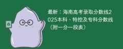 最新：海南高考录取分数线2025本科、特控及专科分数线（附一分一段表）