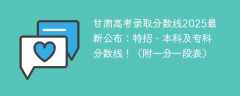 甘肃高考录取分数线2025最新公布：特招、本科及专科分数线！（附一分一段表）
