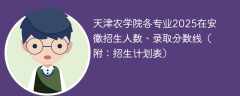 天津农学院各专业2025在安徽招生人数、录取分数线（附：招生计划表）