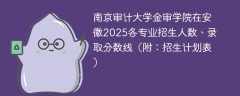 南京审计大学金审学院在安徽2025各专业招生人数、录取分数线（附：招生计划表）