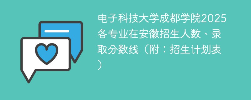 电子科技大学成都学院2025各专业在安徽招生人数、录取分数线（附：招生计划表）