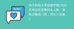 电子科技大学成都学院2025各专业在安徽招生人数、录取分数线（附：招生计划表）