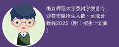 南京师范大学泰州学院各专业在安徽招生人数、录取分数线2025（附：招生计划表）