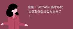 刚刚：2025浙江高考各批次录取分数线公布出来了！