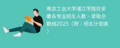 南京工业大学浦江学院在安徽各专业招生人数、录取分数线2025（附：招生计划表）
