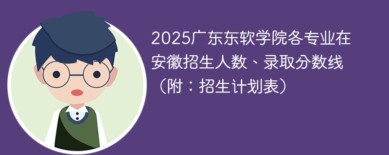 2025广东东软学院各专业在安徽招生人数、录取分数线（附：招生计划表）