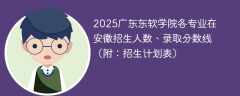 2025广东东软学院各专业在安徽招生人数、录取分数线（附：招生计划表）
