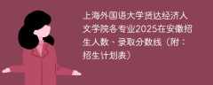 上海外国语大学贤达经济人文学院各专业2025在安徽招生人数、录取分数线（附：招生计划表）
