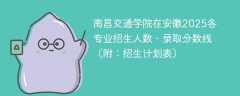 南昌交通学院在安徽2025各专业招生人数、录取分数线（附：招生计划表）
