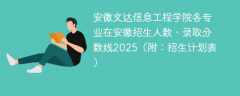 安徽文达信息工程学院各专业在安徽招生人数、录取分数线2025（附：招生计划表）