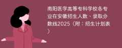 南阳医学高等专科学校各专业在安徽招生人数、录取分数线2025（附：招生计划表）