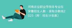 河南农业职业学院各专业在安徽招生人数、录取分数线2025（附：招生计划表）