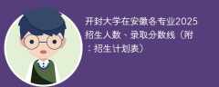 开封大学在安徽各专业2025招生人数、录取分数线（附：招生计划表）